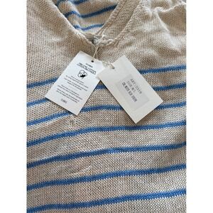 Floris‎ Dress M/L taly Organic Cotton blue Striped V-Neck side split resortwear
